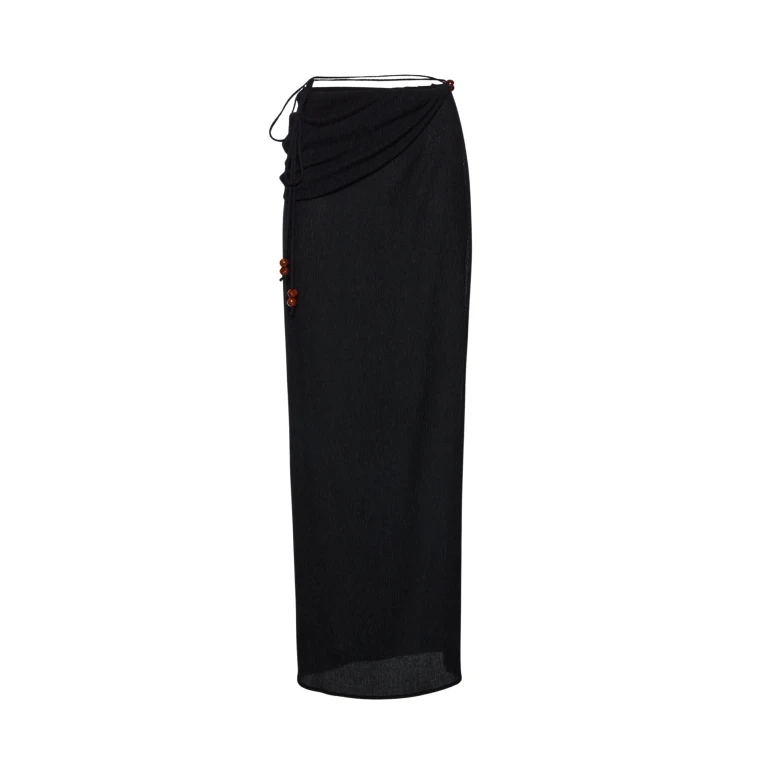 Magda Butrym Draped wrap maxi skirt with beads in black