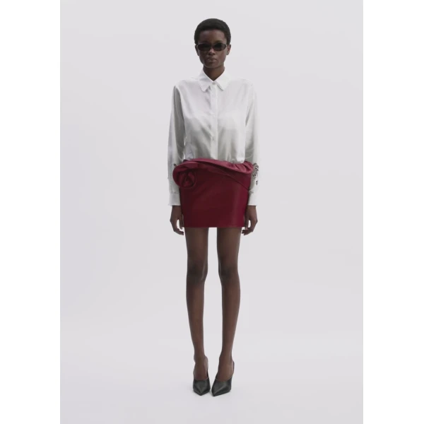 Magda Butrym Embroidered Sleeves Lace-Trimmed Shirt In White