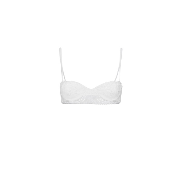 Magda Butrym Embroidered cotton lace bra in white