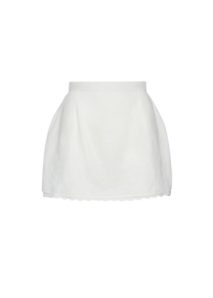 Magda Butrym Embroidered cotton-linen mini skirt in white
