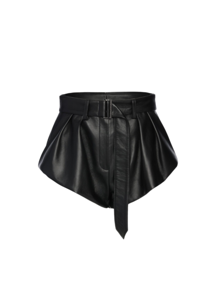 Magda Butrym Flared leather shorts in black