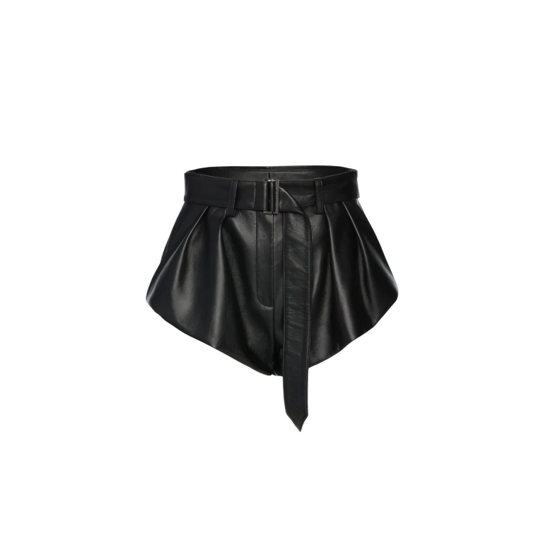 Magda Butrym Flared leather shorts in black