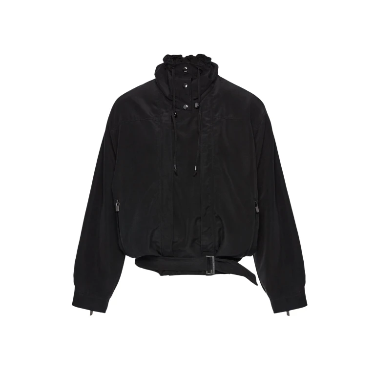 Magda Butrym High-neck silk bomber jacket in black