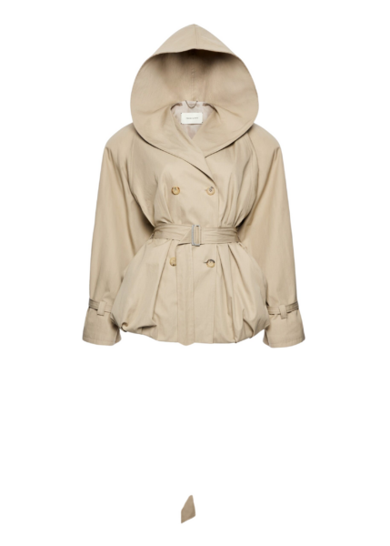Magda Butrym Hooded belted bubble jacket in beige