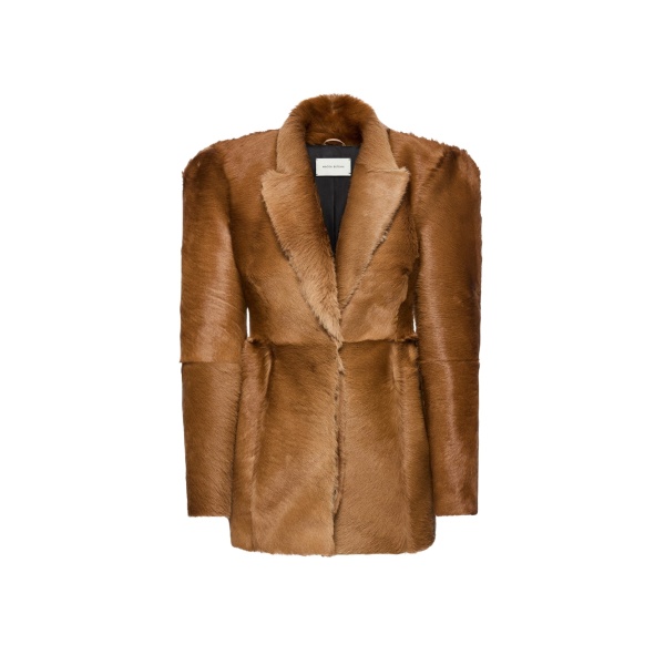 Magda Butrym Hourglass fur-effect blazer in light brown