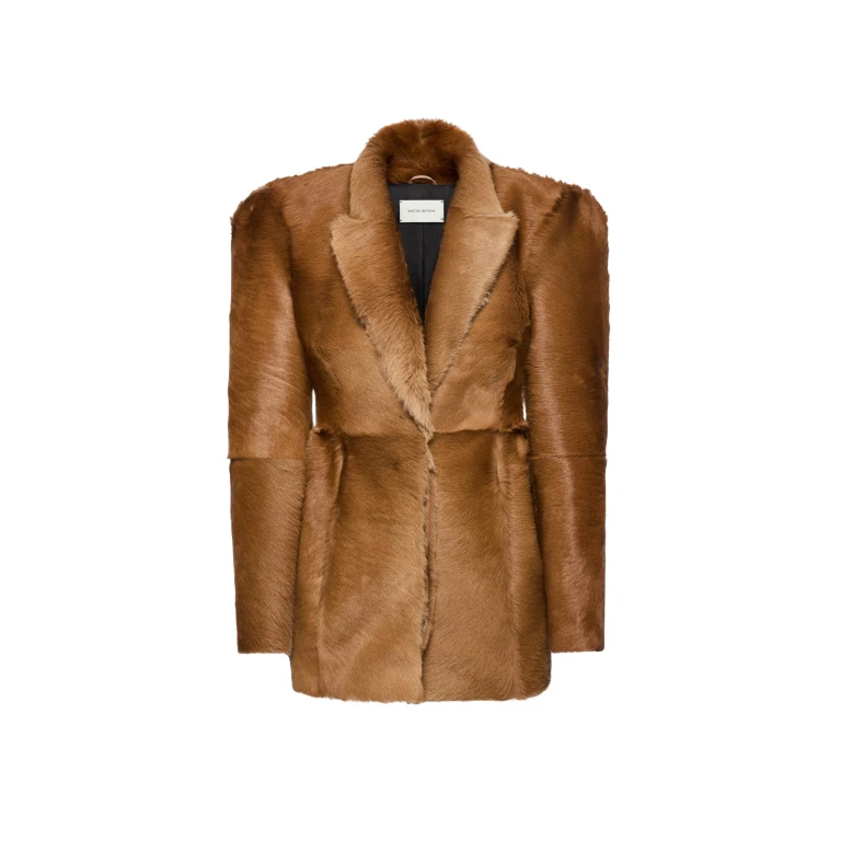 Magda Butrym Hourglass fur-effect blazer in light brown