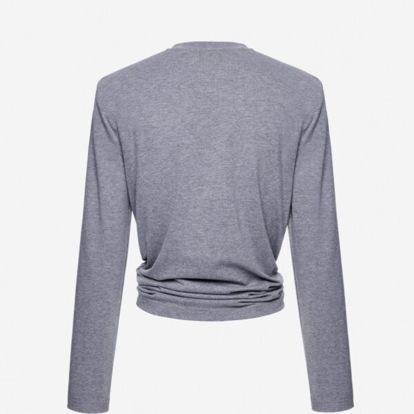 Magda Butrym Knotted longsleeve jersey blouse in grey, view 2