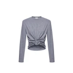 Magda Butrym Knotted longsleeve jersey blouse in grey