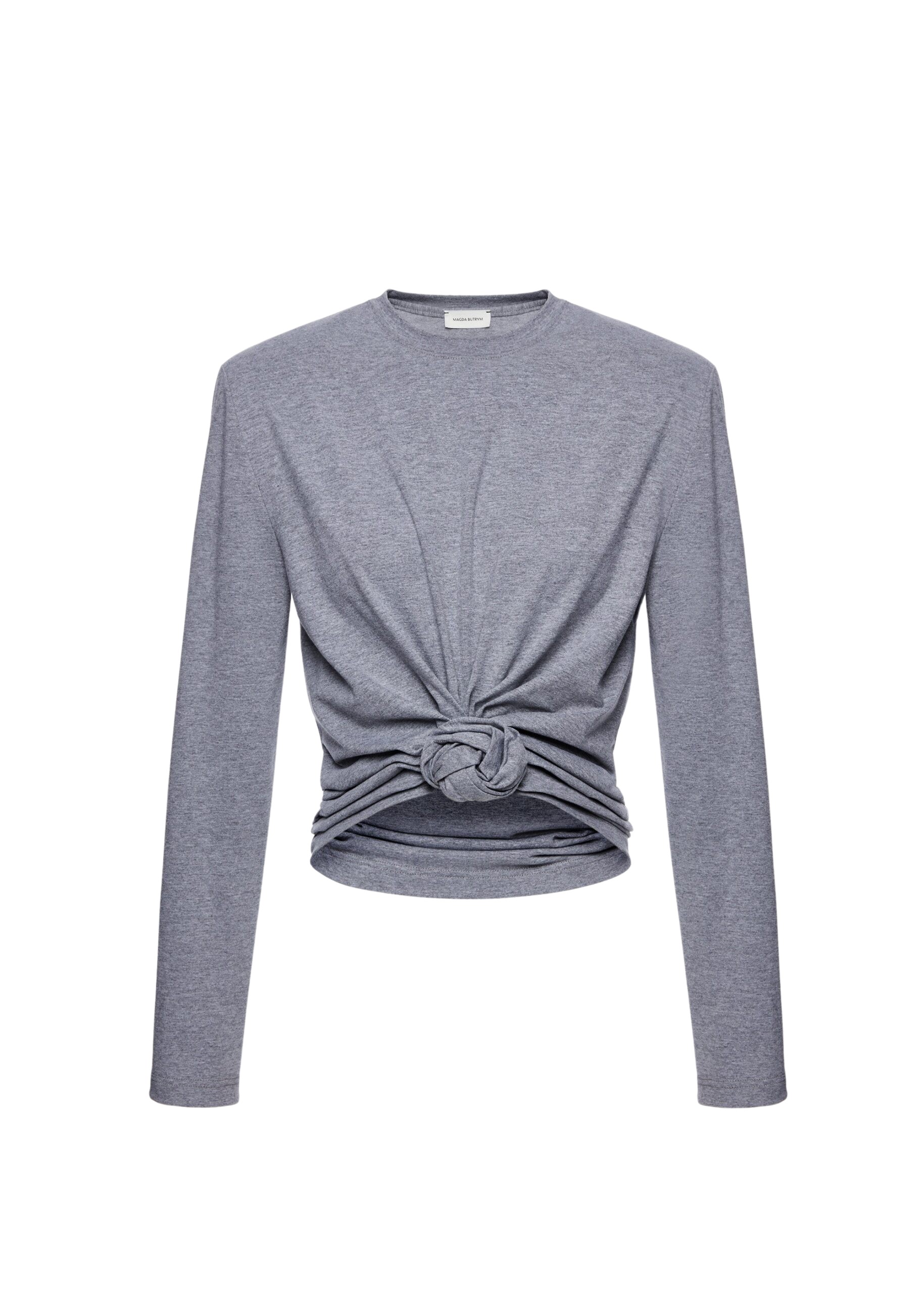 Magda Butrym Knotted longsleeve jersey blouse in grey