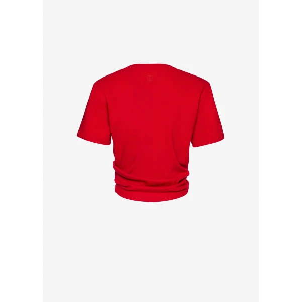 Magda Butrym Knotted ribbed t-shirt in red Top, view 2