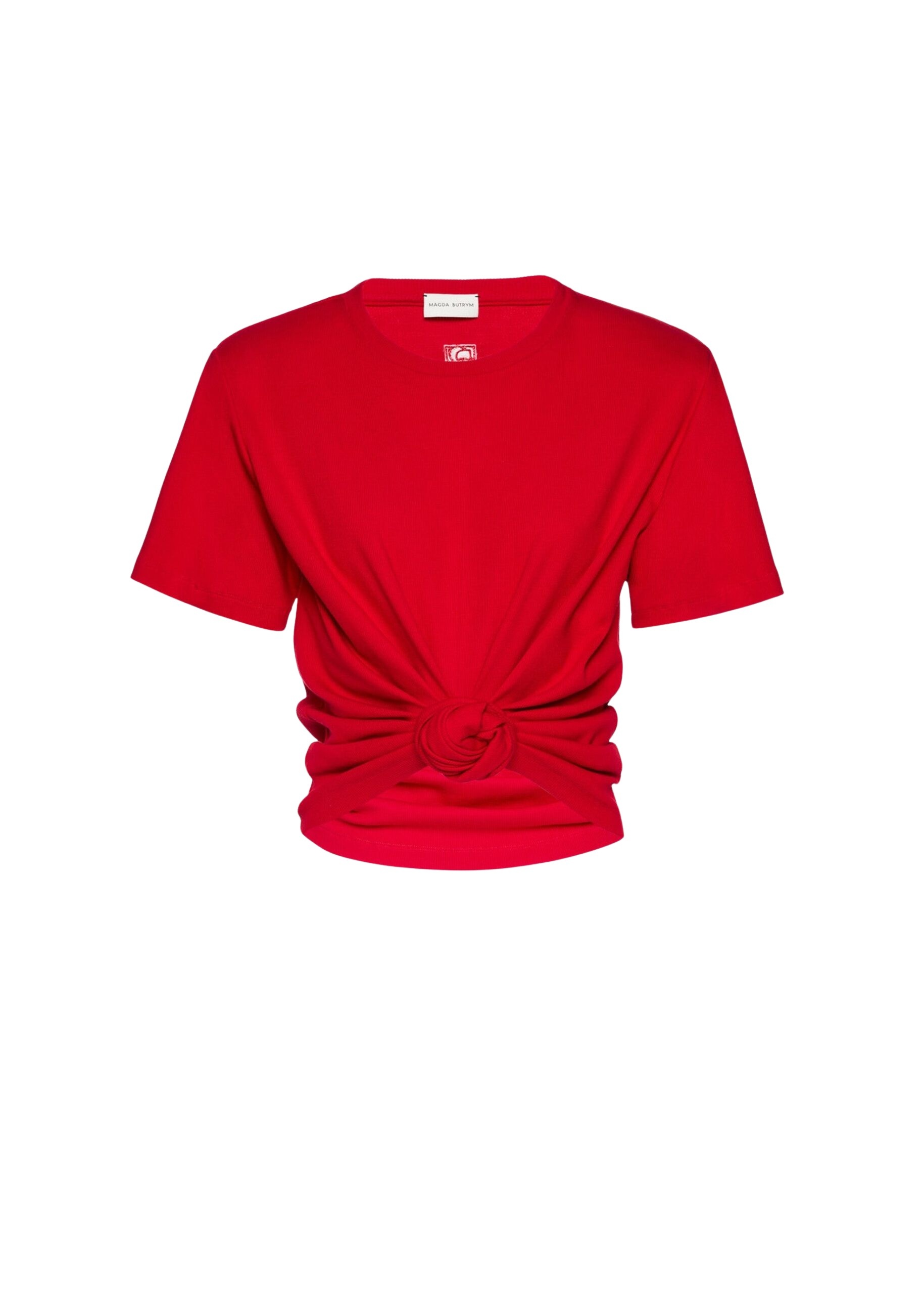 Magda Butrym Knotted ribbed t-shirt in red