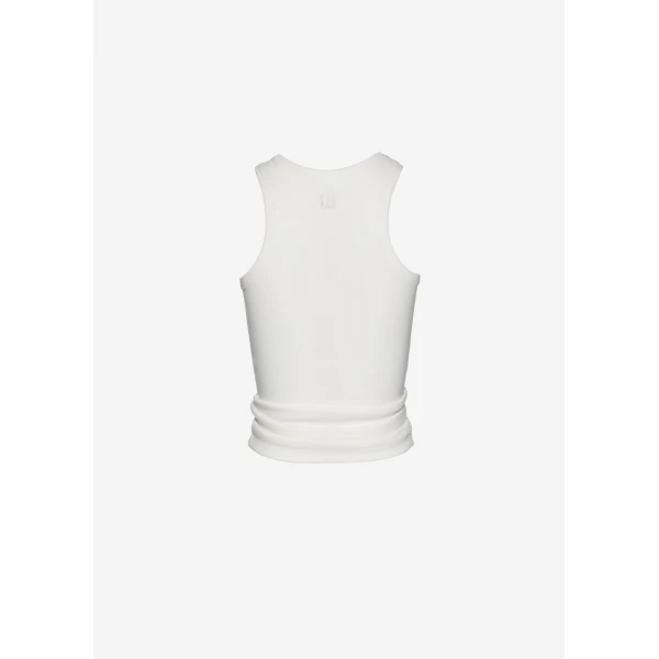 Magda Butrym Knotted ribbed tank top in cream, view 2