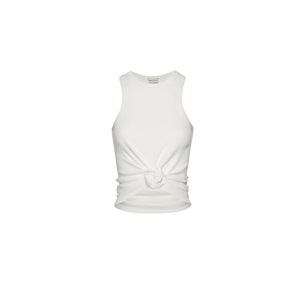Magda Butrym Knotted ribbed tank top in cream