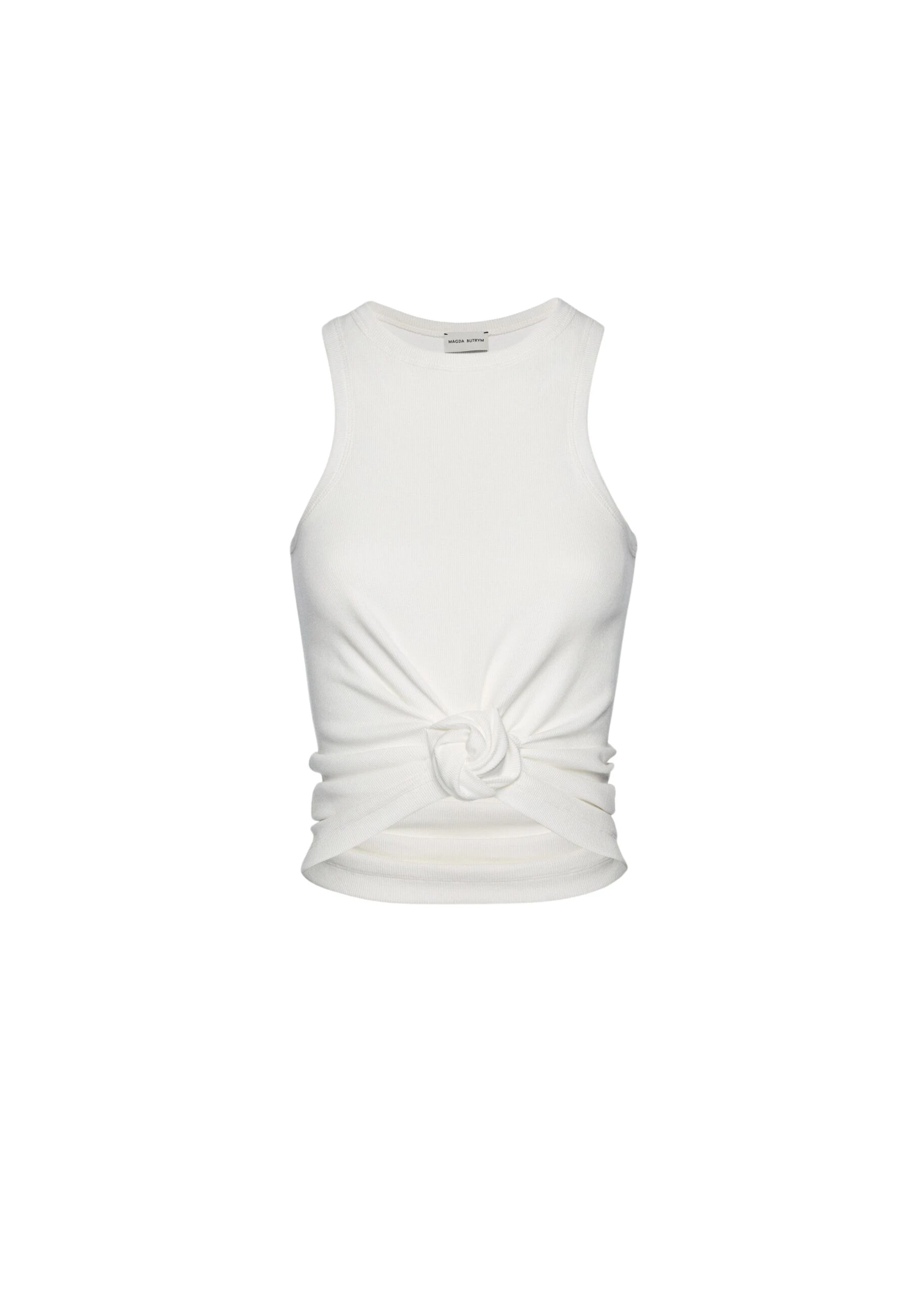 Magda Butrym Knotted ribbed tank top in cream