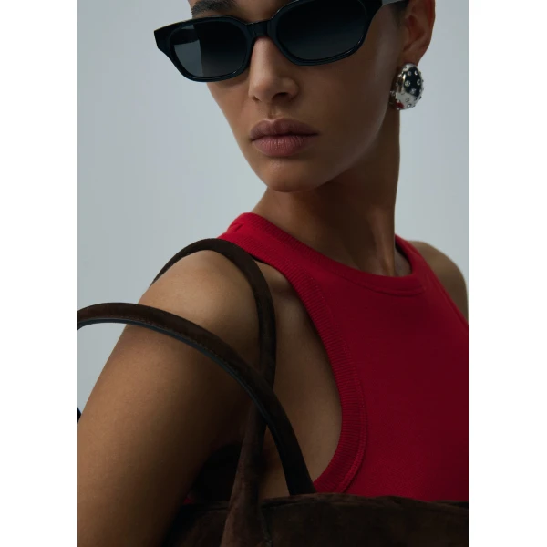 Magda Butrym Knotted ribbed tank top in red, view 4