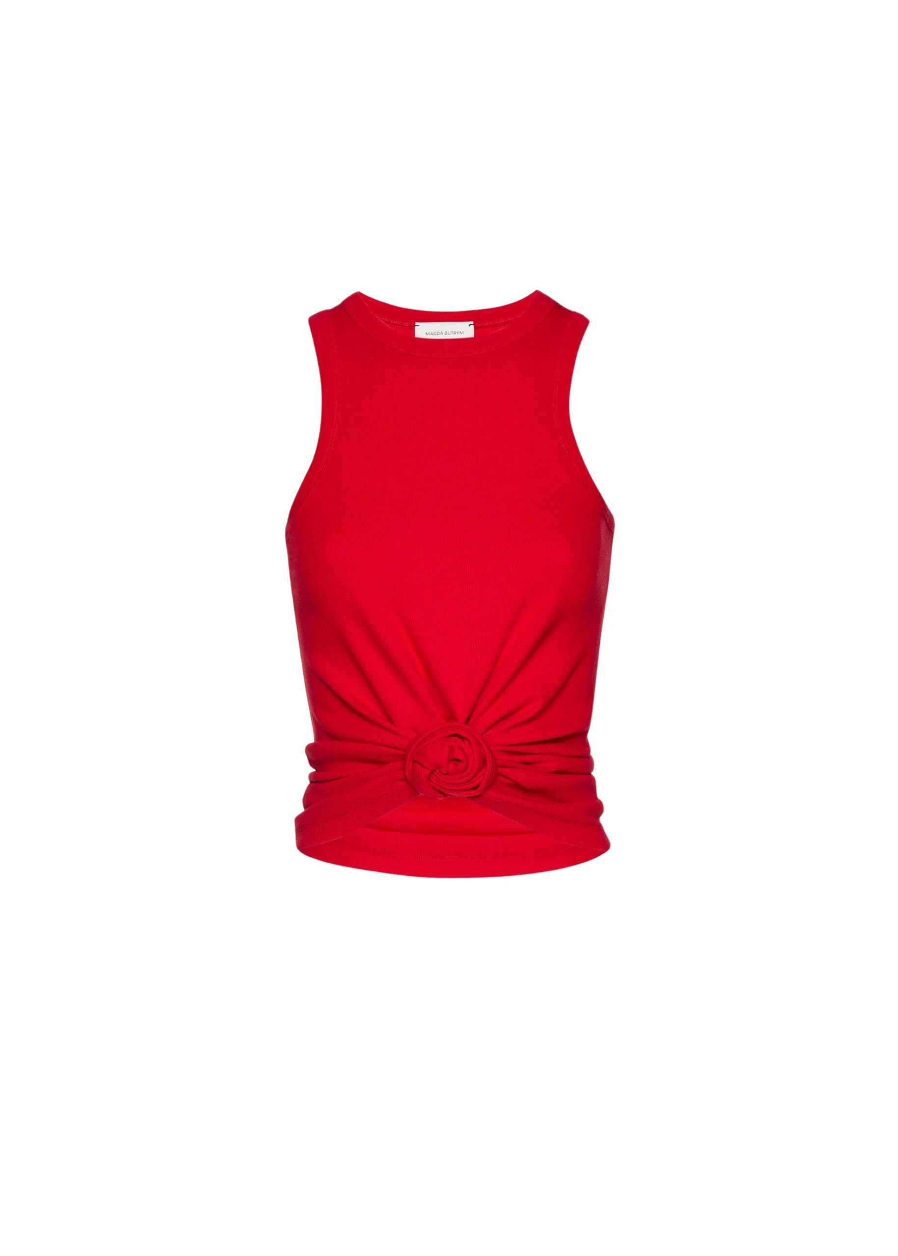 Magda Butrym Knotted ribbed tank top in red