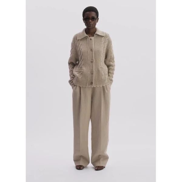 Magda Butrym Lace-Detail Cable Knit Cardigan Jacket In Beige