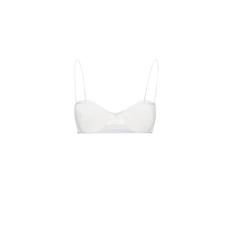 Magda Butrym Lace-trim silk bra in white