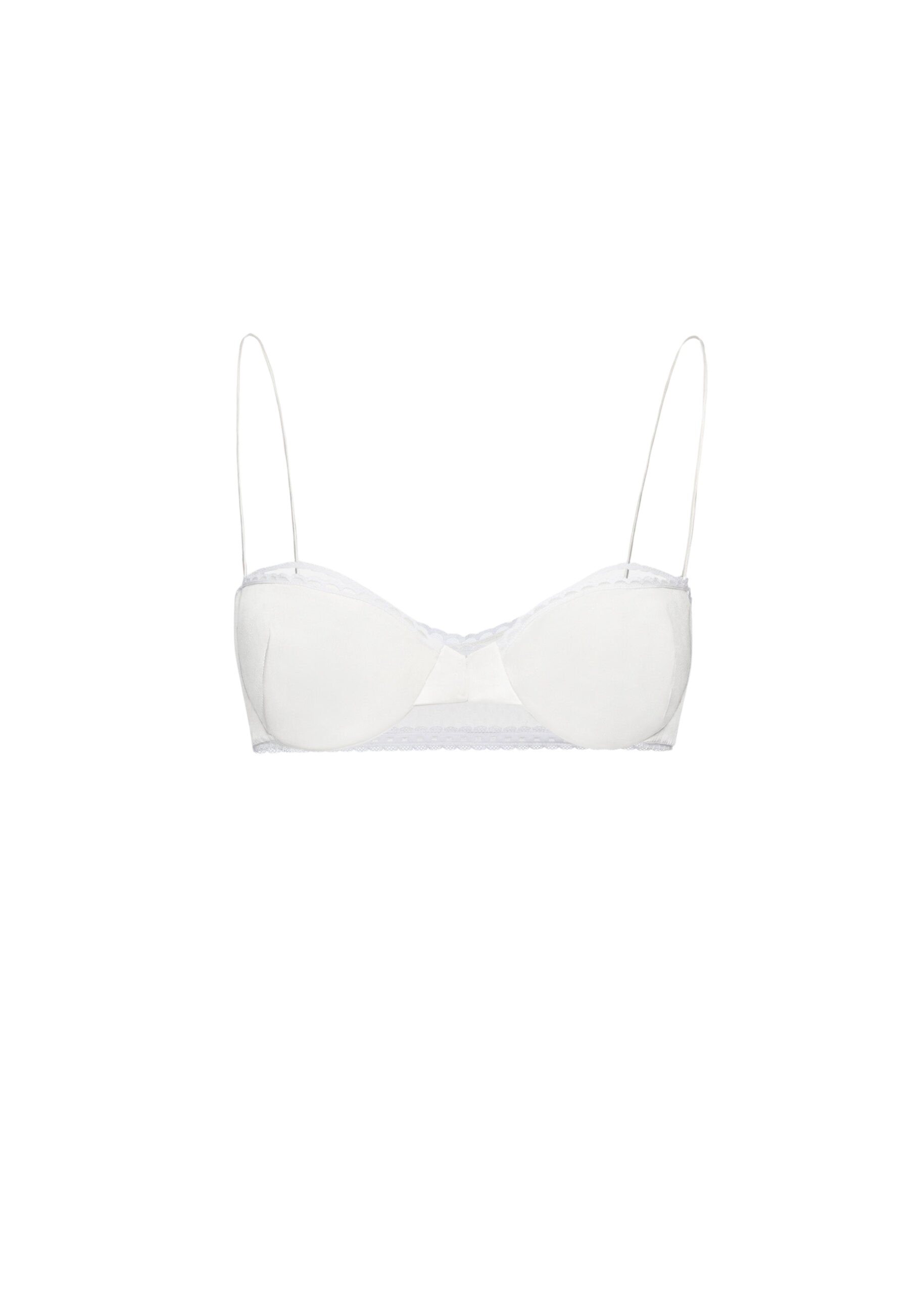 Magda Butrym Lace-trim silk bra in white