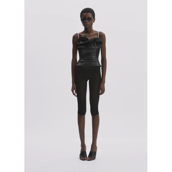 Magda Butrym Leather Corset With Sculptural Neckline In Black