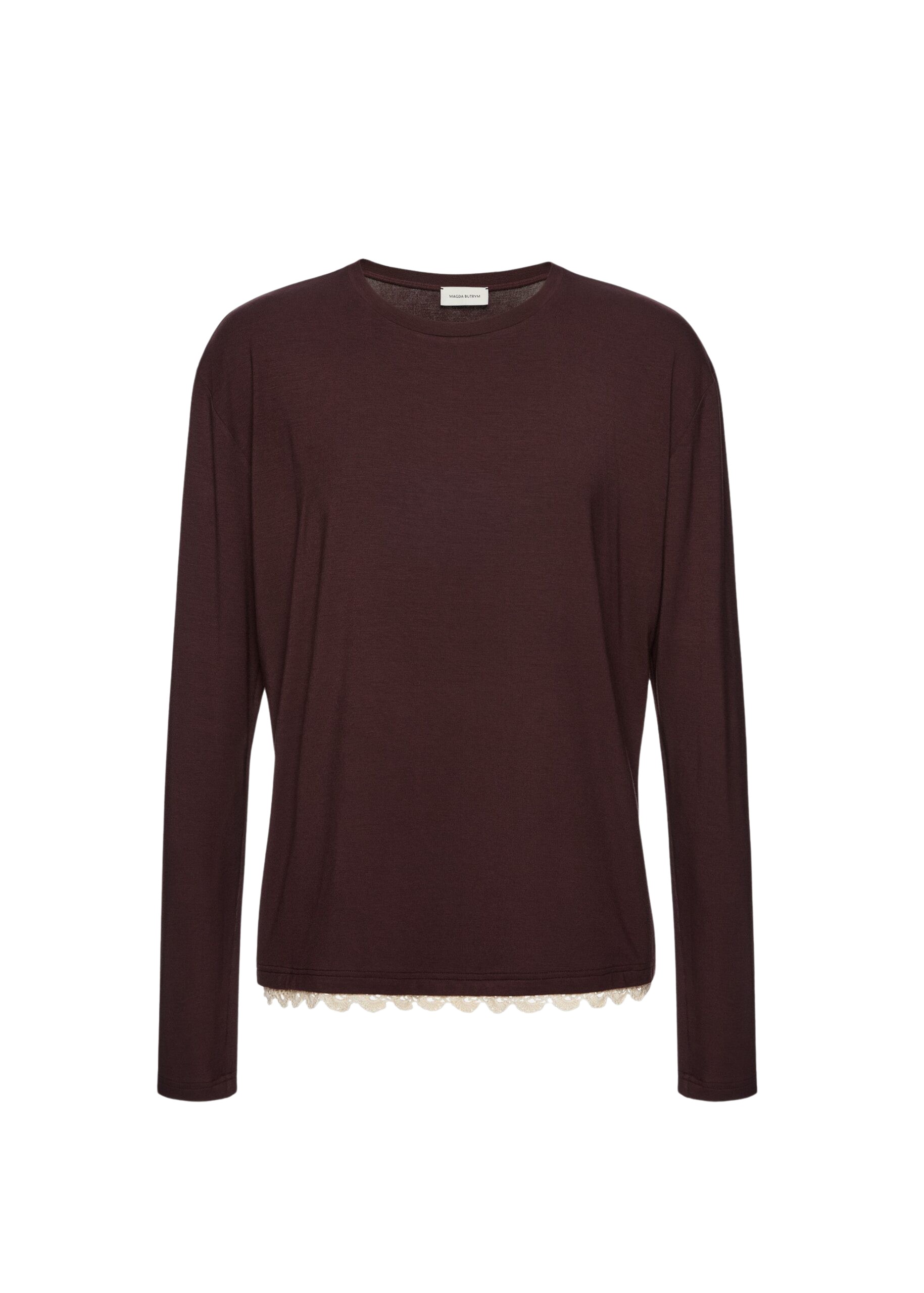 Magda Butrym Long-sleeve blouse with crochet hem in brown