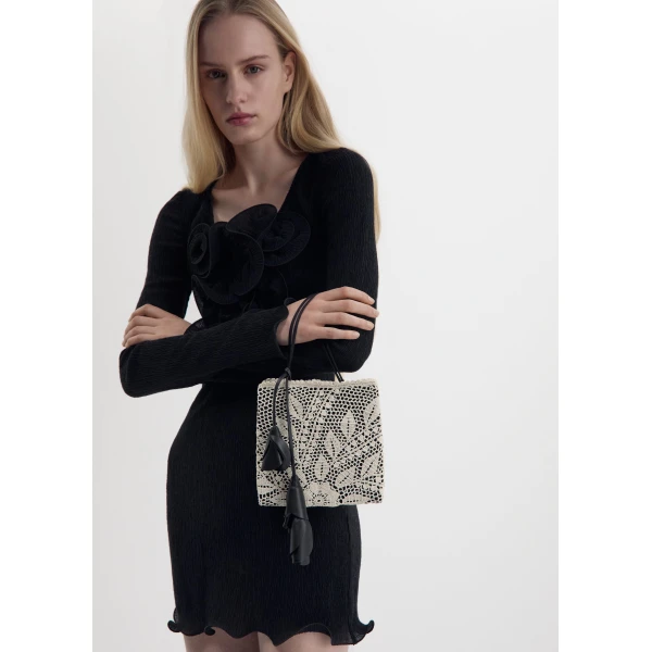 Magda Butrym Long sleeve crepe beach mini dress in black, view 3
