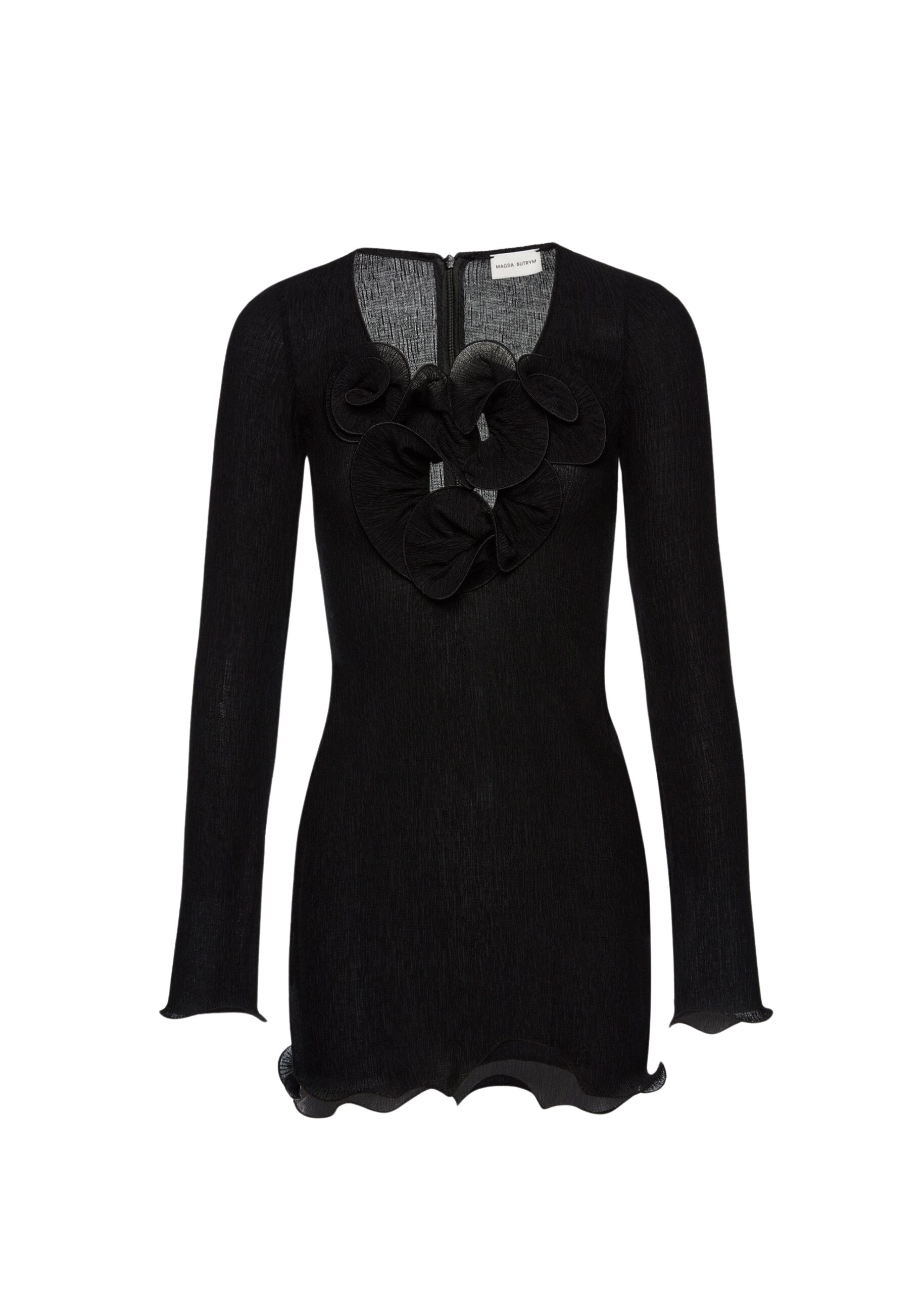 Magda Butrym Long sleeve crepe beach mini dress in black
