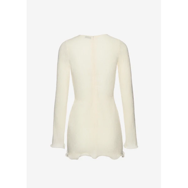 Magda Butrym Long sleeve crepe beach mini dress in cream, view 2