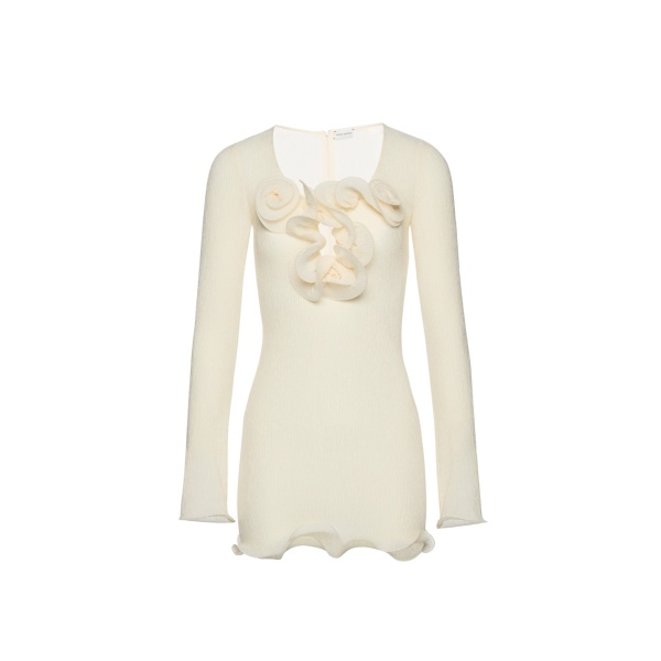 Magda Butrym Long sleeve crepe beach mini dress in cream