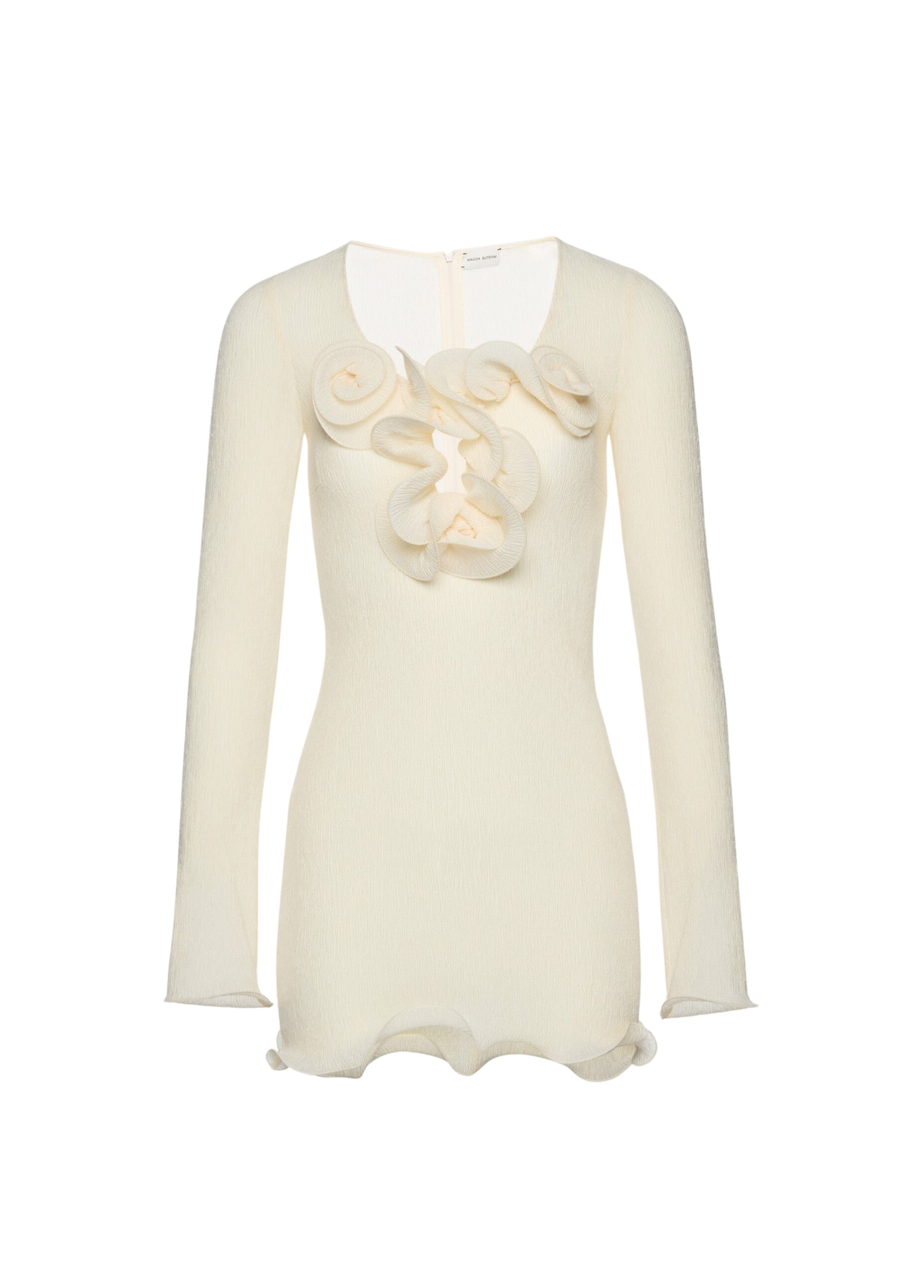 Magda Butrym Long sleeve crepe beach mini dress in cream