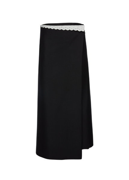 Magda Butrym Long wrap skirt with lace trim in black
