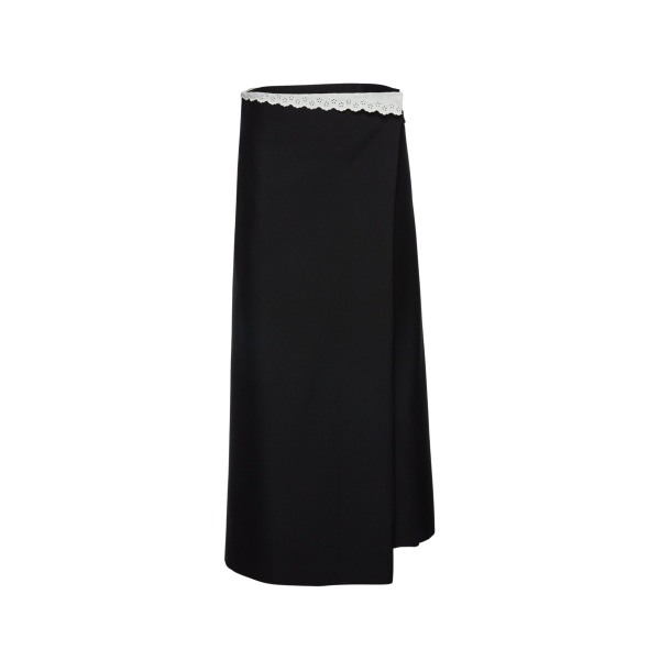 Magda Butrym Long wrap skirt with lace trim in black