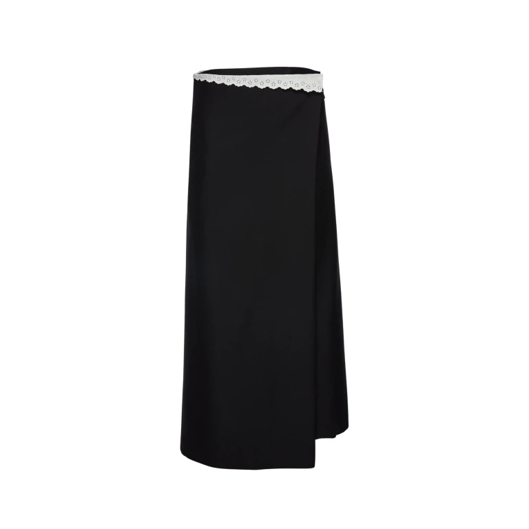 Magda Butrym Long wrap skirt with lace trim in black