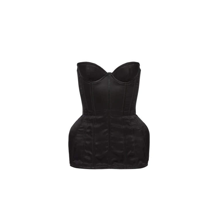 Magda Butrym Longline silk corset top in black satin
