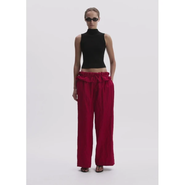 Magda Butrym Low-Rise Ruffled Waist Trousers In Red