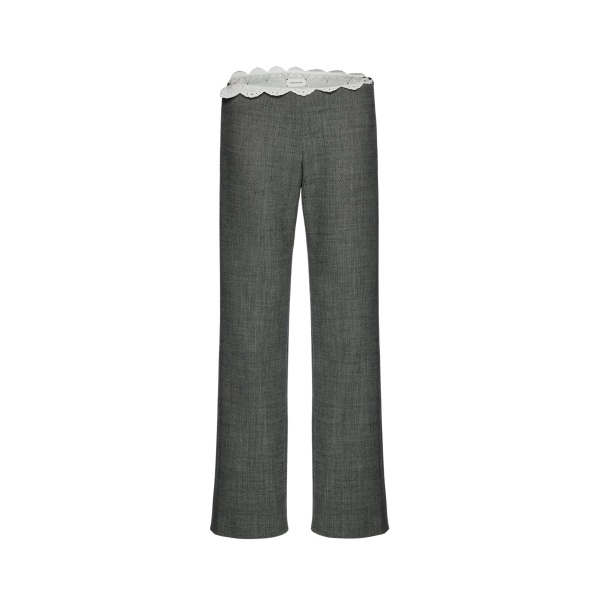 Magda Butrym Low-rise wool trousers with lace waistband in grey