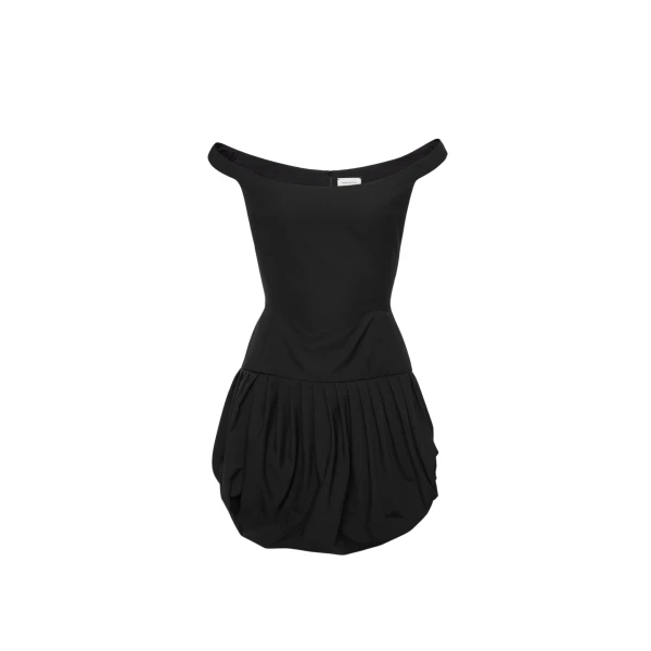 Magda Butrym Off-shoulder puff skirt mini dress in black