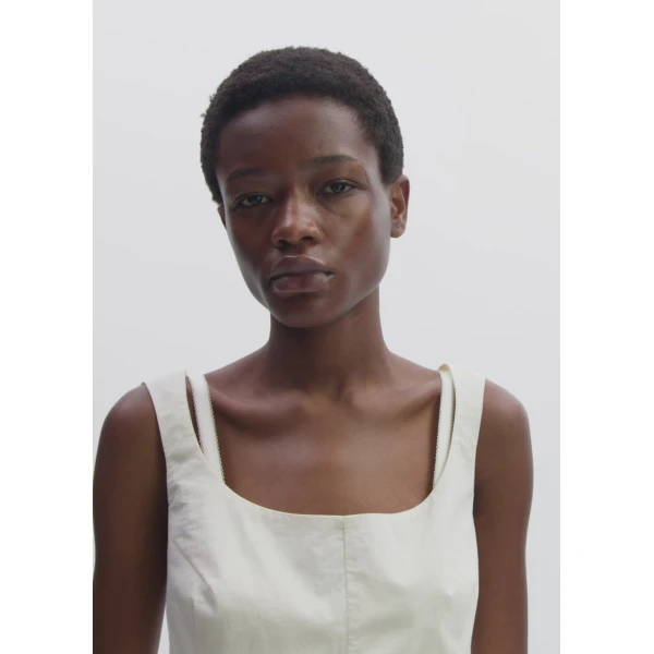 Magda Butrym Peplum Tank Blouse In Cream