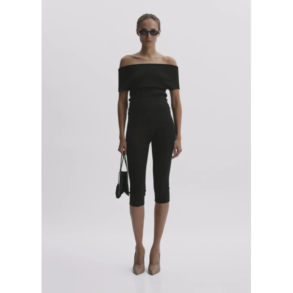 Magda Butrym Reversible Off-Shoulder Knit Top In Black