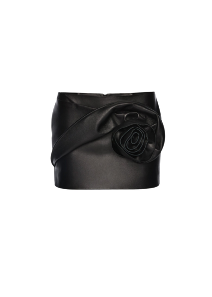 Magda Butrym Rose-detail leather mini skirt in black
