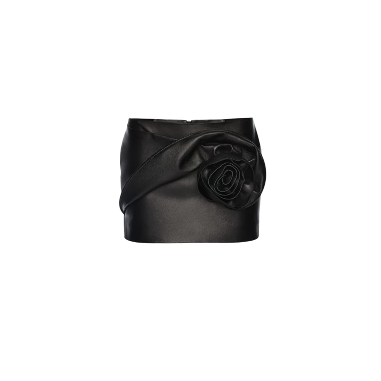 Magda Butrym Rose-detail leather mini skirt in black