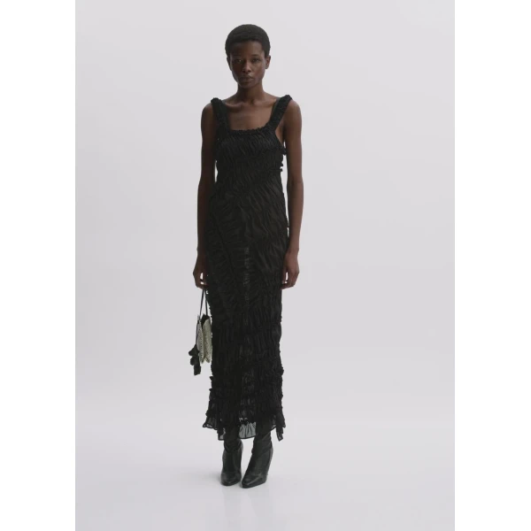 Magda Butrym Ruched Cotton Midi Dress In Black