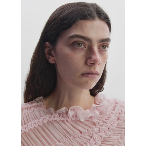 Magda Butrym Ruched Muslin Midi Dress In Pink