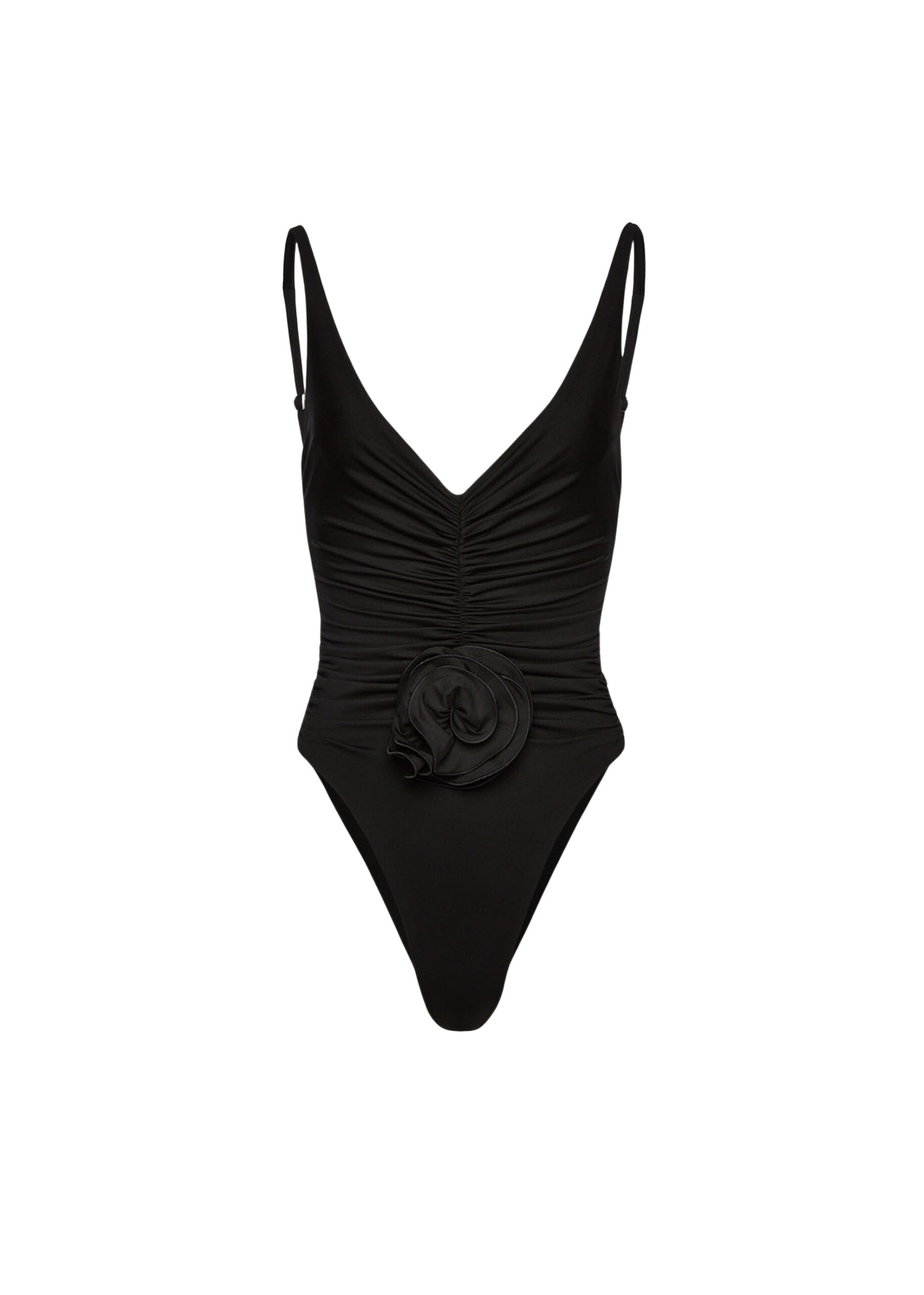 Magda Butrym Ruched flower swimsuit in black