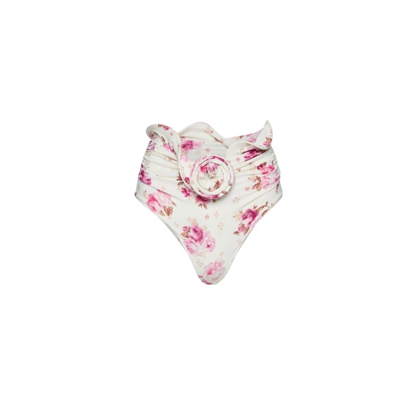 Magda Butrym Sculpted waist swim bottom in cream floral print