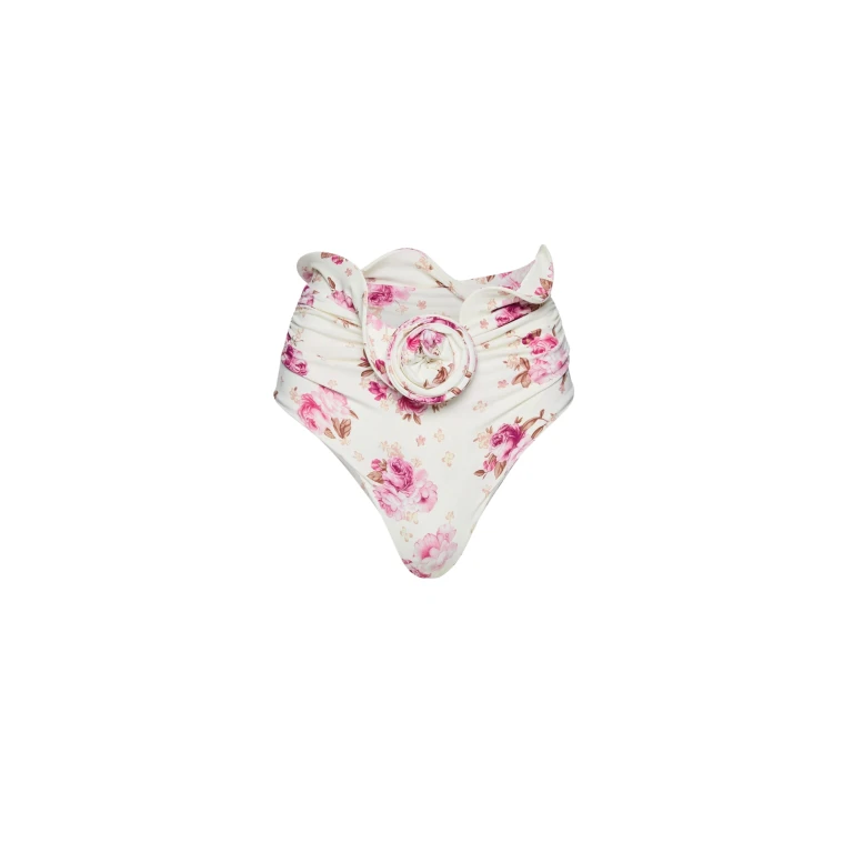 Magda Butrym Sculpted waist swim bottom in cream floral print