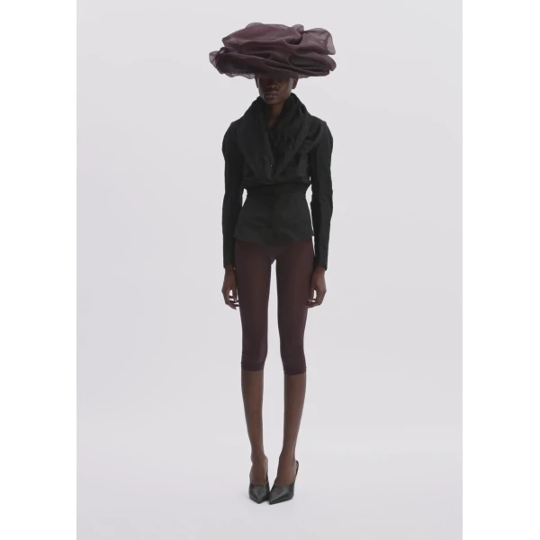 Magda Butrym Shawl Collar Fitted Blouse In Black