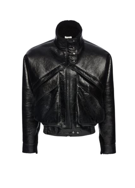 Magda Butrym Shearling bomber jacket in black patent leather