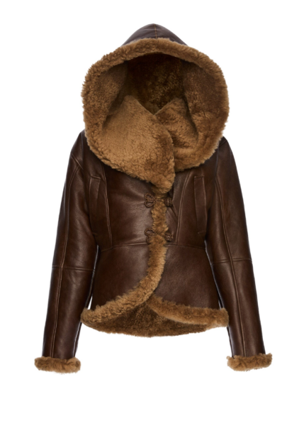 Magda Butrym Shearling hooded jacket in dark brown