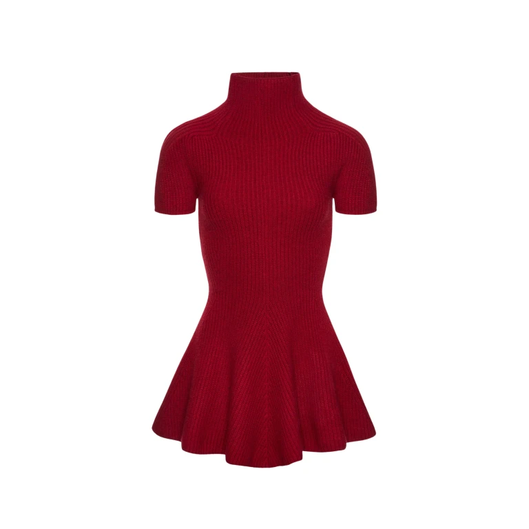 Magda Butrym Short-sleeve cashmere dress in red